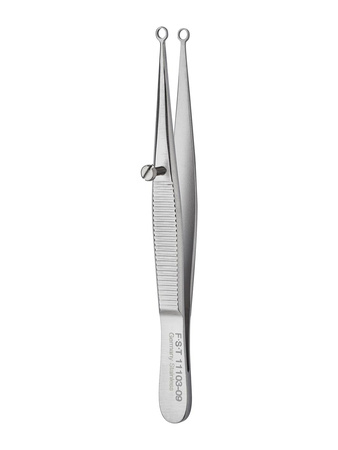 Ring forceps - with screw, smooth, straight, 9 cm